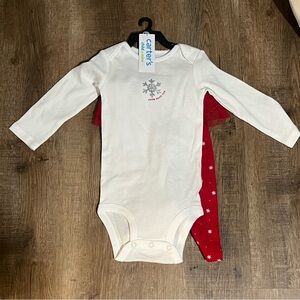 NEW NWT Carter’s Baby Kid Snow Much Fun Longsleeve Onesie Pants Size 12 Months